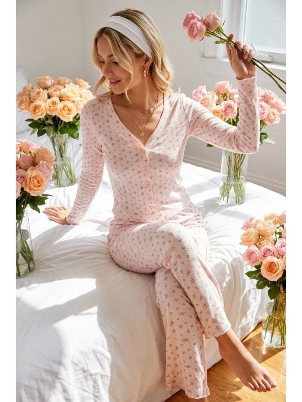 NEW Live2Lounge 3 Pc Lounge Pajama Set Tank Cardigan Pants NWT L Pink Floral